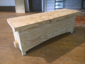 A bench to be used in the show.